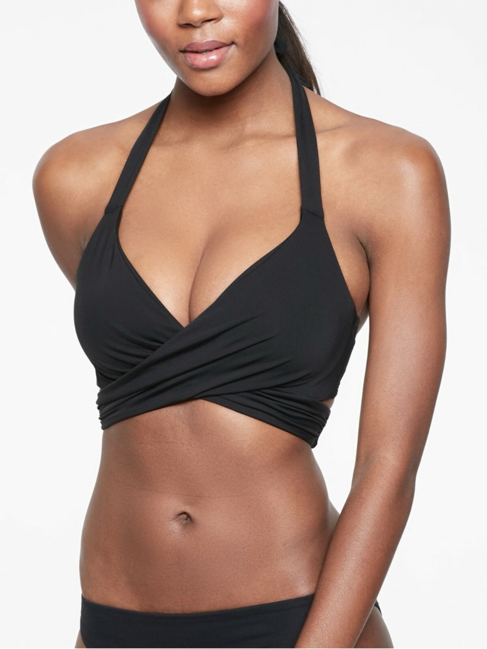 Black Halter Wrap Bikini Top - Women Swim